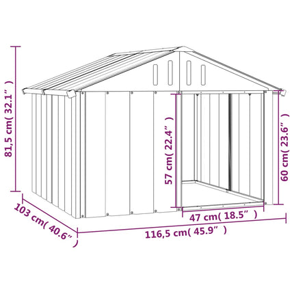 Niche Pour Chien 116,5X103X81,5 Cm Acier Galvanisé