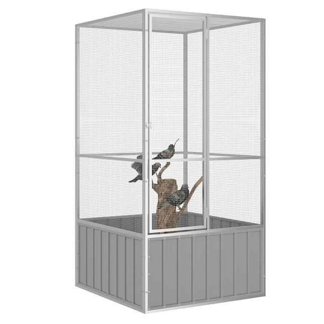 Cage À Oiseaux 111X107X211,5 Cm Acier Galvanisé