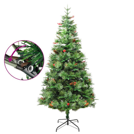 Sapin De Noël Pré-Éclairé Et Pommes De Pin Vert 195Cm Pvc Et Pe
