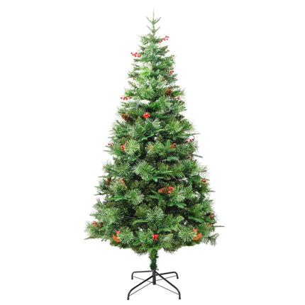 Sapin De Noël Pré-Éclairé Et Pommes De Pin Vert 195Cm Pvc Et Pe