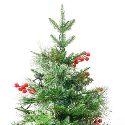 Sapin De Noël Pré-Éclairé Et Pommes De Pin Vert 195Cm Pvc Et Pe