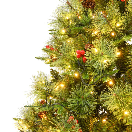 Sapin De Noël Pré-Éclairé Et Pommes De Pin Vert 195Cm Pvc Et Pe