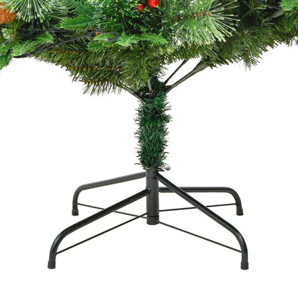 Sapin De Noël Pré-Éclairé Et Pommes De Pin Vert 195Cm Pvc Et Pe