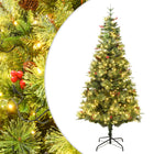 Sapin De Noël Pré-Éclairé Et Pommes De Pin Vert 195Cm Pvc Et Pe