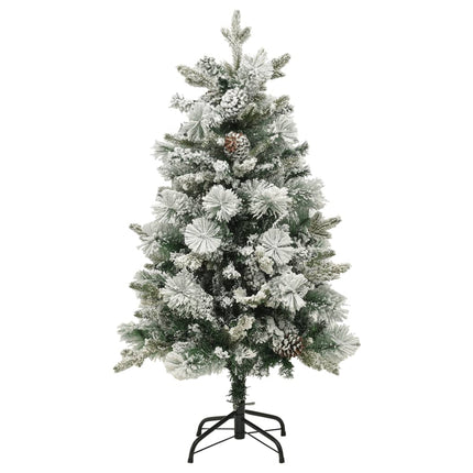 Sapin De Noël Pré-Éclairé Avec Neige Floquée/Cônes 120Cm Pvc/Pe