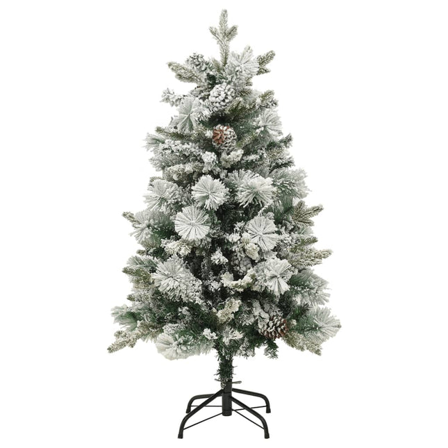 Sapin De Noël Pré-Éclairé Avec Neige Floquée/Cônes 120Cm Pvc/Pe