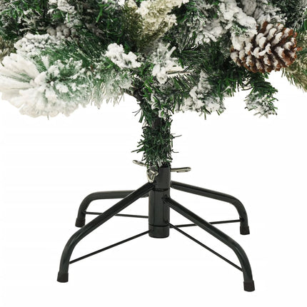 Sapin De Noël Pré-Éclairé Avec Neige Floquée/Cônes 120Cm Pvc/Pe