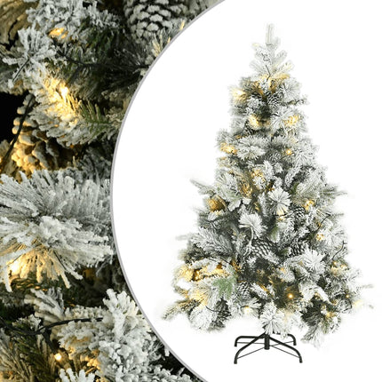 Sapin De Noël Pré-Éclairé Avec Neige Floquée/Cônes 120Cm Pvc/Pe