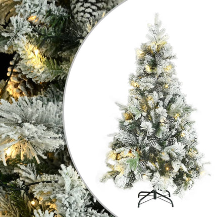 Sapin De Noël Pré-Éclairé Avec Neige Floquée/Cônes 120Cm Pvc/Pe