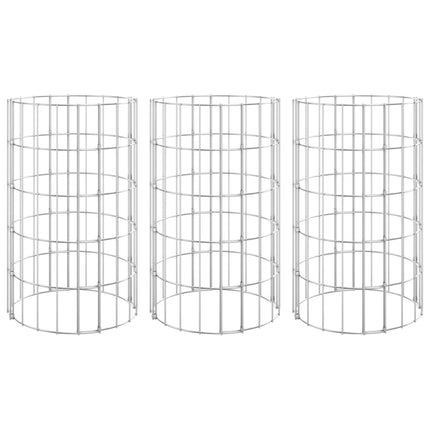 Lit Surélevé À Gabion Circulaire 3 Pcs Acier Galvanisé Ø30X50Cm