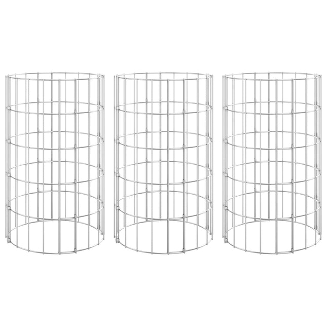 Lit Surélevé À Gabion Circulaire 3 Pcs Acier Galvanisé Ø30X50Cm