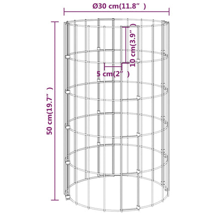 Lit Surélevé À Gabion Circulaire 3 Pcs Acier Galvanisé Ø30X50Cm