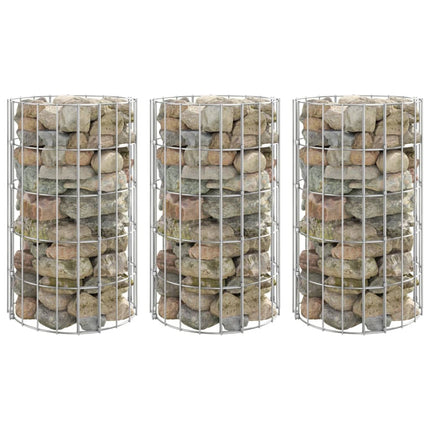 Lit Surélevé À Gabion Circulaire 3 Pcs Acier Galvanisé Ø30X50Cm