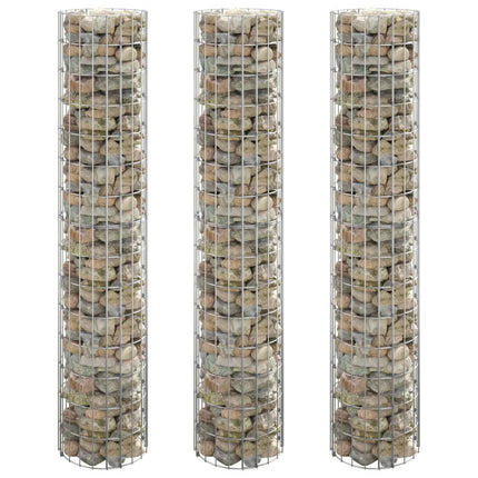 Lit Surélevé À Gabion Circulaire 3 Pcs Acier Galvanisé Ø30X50Cm