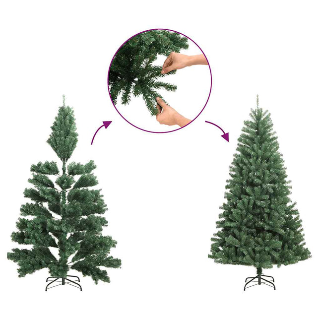 Demi Sapin De Noël Artificiel Mince Avec Neige Floquée Blanc Et Vert
