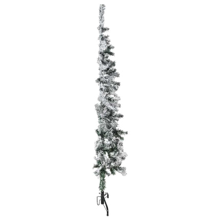 Demi Sapin De Noël Artificiel Mince Avec Neige Floquée Blanc Et Vert