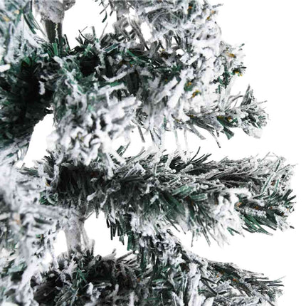 Demi Sapin De Noël Artificiel Mince Avec Neige Floquée Blanc Et Vert