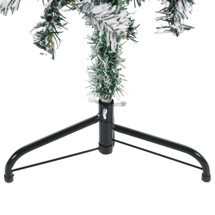Demi Sapin De Noël Artificiel Mince Avec Neige Floquée Blanc Et Vert