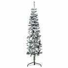 Demi Sapin De Noël Artificiel Mince Avec Neige Floquée Blanc Et Vert
