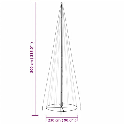 Arbre De Noël Cône 1134 Led 230X800 Cm Blanc Froid