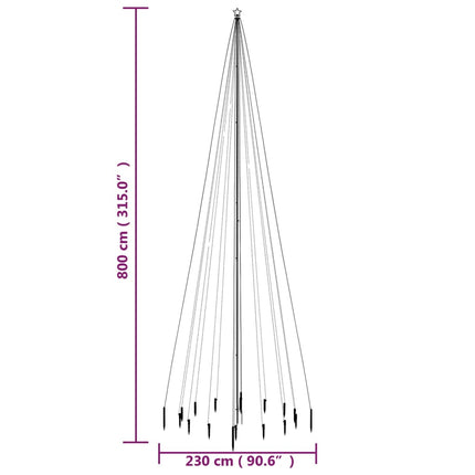 Sapin De Noël Avec Piquet 1134 Led 800 Cm Blanc Chaud