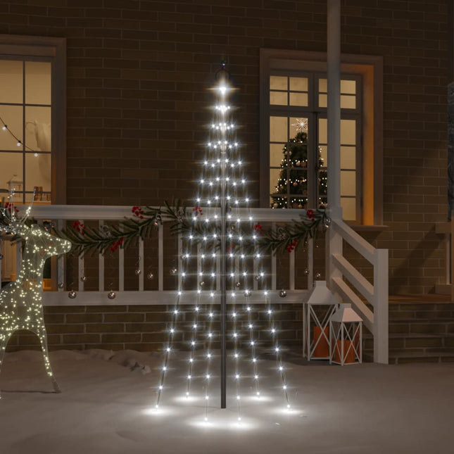 Sapin De Noël Sur Mât De Drapeau 1400 Led 500 Cm Blanc Froid