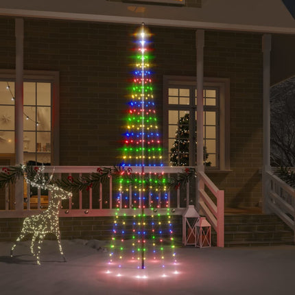 Sapin De Noël Sur Mât De Drapeau 1400 Led Colorées 500 Cm Multicolore