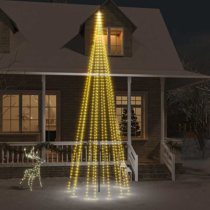 Sapin De Noël Sur Mât De Drapeau 1400 Led 500 Cm Blanc Chaud