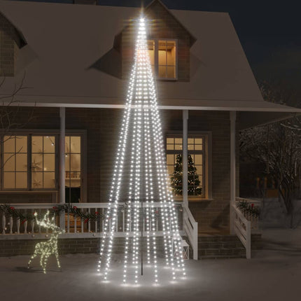 Sapin De Noël Sur Mât De Drapeau 1400 Led 500 Cm Blanc Froid