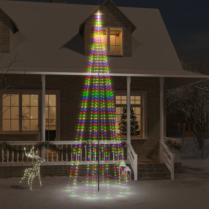 Sapin De Noël Sur Mât De Drapeau 1400 Led Colorées 500 Cm Multicolore