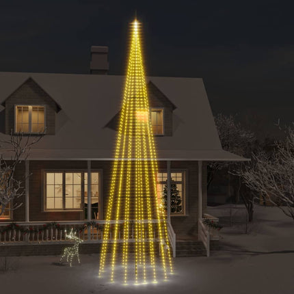 Sapin De Noël Sur Mât De Drapeau 1400 Led 500 Cm Blanc Chaud