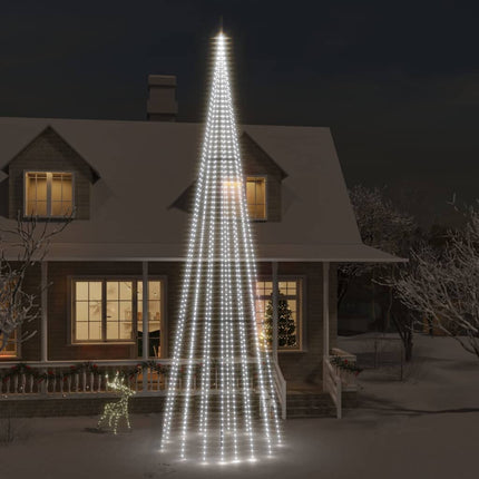 Sapin De Noël Sur Mât De Drapeau 1400 Led 500 Cm Blanc Froid