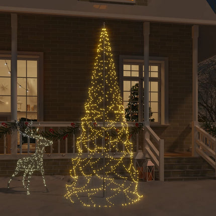 Sapin De Noël Sur Mât De Drapeau 1400 Led 500 Cm Blanc Chaud
