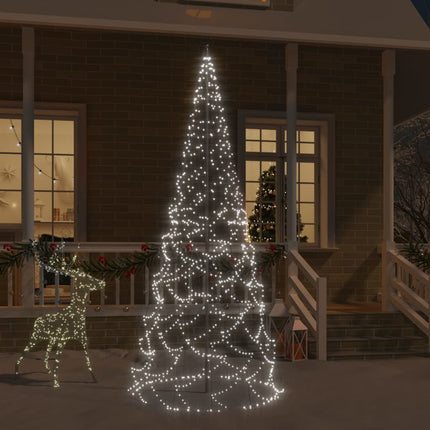 Sapin De Noël Sur Mât De Drapeau 1400 Led 500 Cm Blanc Froid