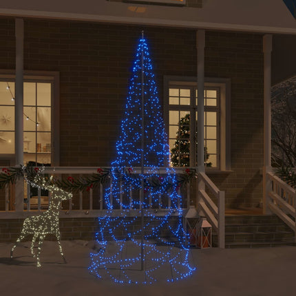 Sapin De Noël Sur Mât De Drapeau 1400 Led Es 500 Cm Bleu