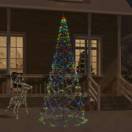 Sapin De Noël Sur Mât De Drapeau 1400 Led Colorées 500 Cm Multicolore