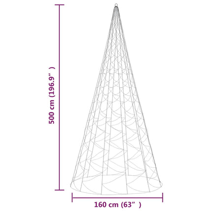 Sapin De Noël Sur Mât De Drapeau 1400 Led 500 Cm Blanc Chaud