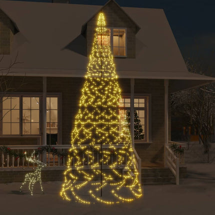 Sapin De Noël Sur Mât De Drapeau 1400 Led 500 Cm Blanc Chaud