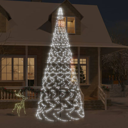 Sapin De Noël Sur Mât De Drapeau 1400 Led 500 Cm Blanc Froid