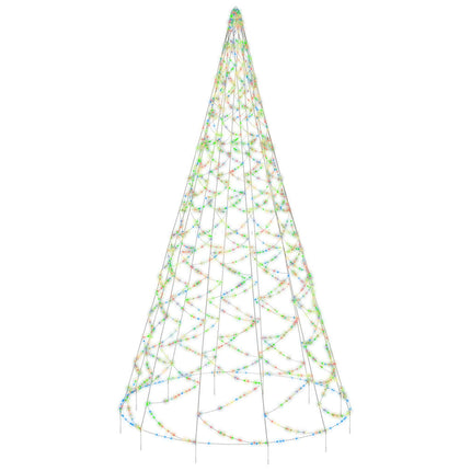 Sapin De Noël Sur Mât De Drapeau 1400 Led Colorées 500 Cm Multicolore