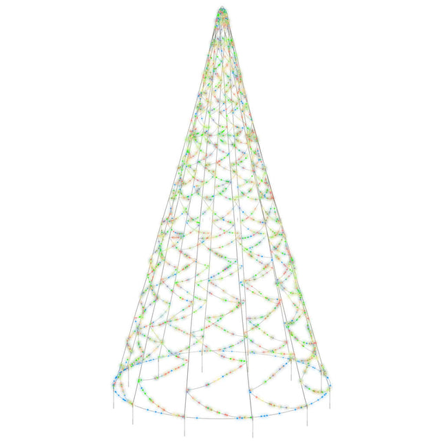 Sapin De Noël Sur Mât De Drapeau 1400 Led Colorées 500 Cm Multicolore