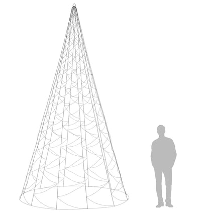 Sapin De Noël Sur Mât De Drapeau 1400 Led Colorées 500 Cm Multicolore