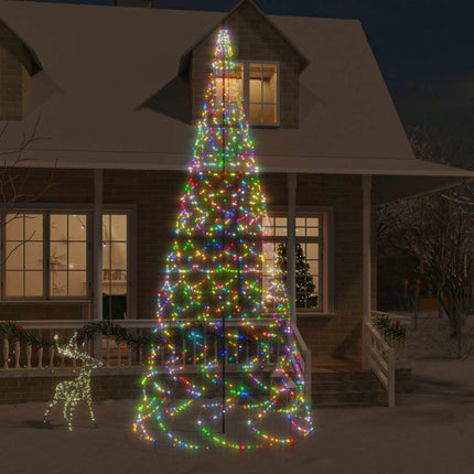 Sapin De Noël Sur Mât De Drapeau 1400 Led Colorées 500 Cm Multicolore