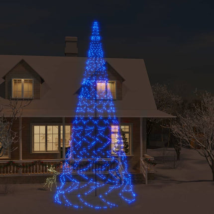 Sapin De Noël Sur Mât De Drapeau 1400 Led Es 500 Cm Bleu