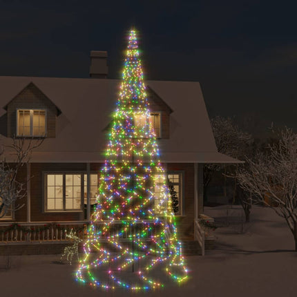 Sapin De Noël Sur Mât De Drapeau 1400 Led Colorées 500 Cm Multicolore