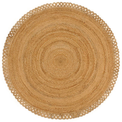 Tapis Tressé Avec Bord Ondulé Jute Rond
