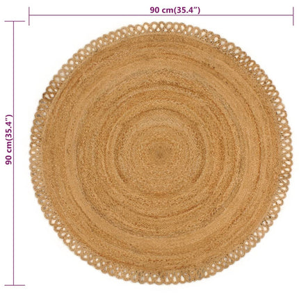 Tapis Tressé Avec Bord Ondulé Jute Rond