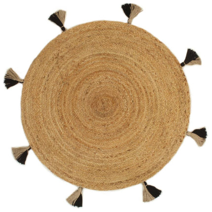 Tapis Tressé Avec Glands Jute Rond