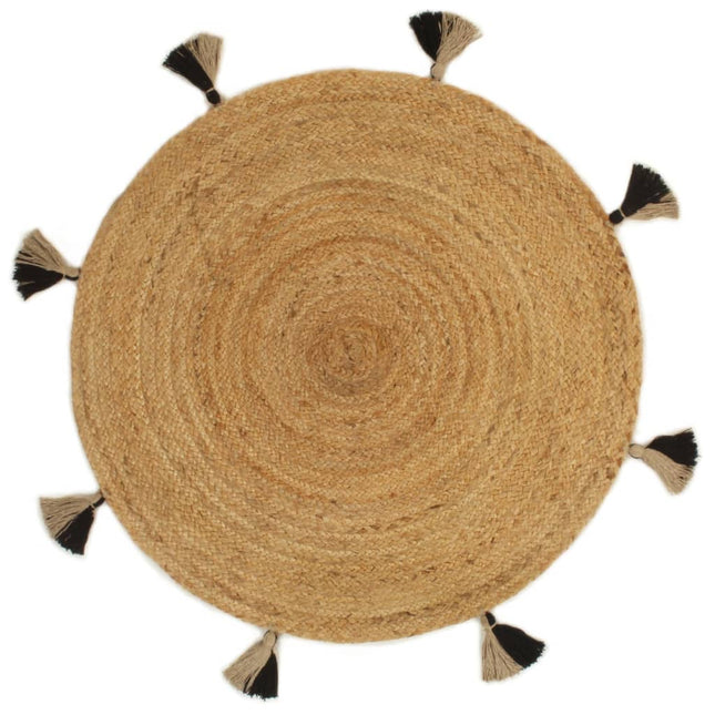 Tapis Tressé Avec Glands Jute Rond
