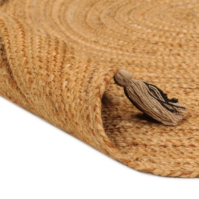 Tapis Tressé Avec Glands Jute Rond